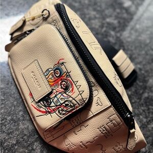 Coach x Basquiat Tan Graphic Print Men's Belt Bag